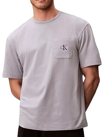 T-shirt cinzenta calvin klein jeans monogram para homem