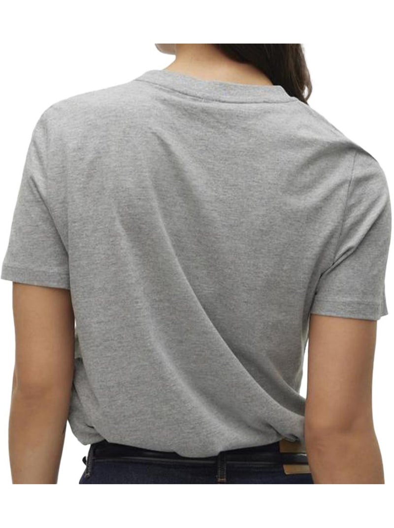 T-shirt Cinzenta Feminina Vero Moda Paulina Cinza-prateado - Kiabi