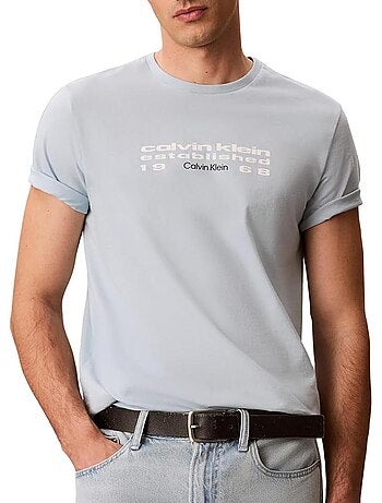 T-shirt cinzento claro calvin klein jeans para homem lv04rg800g