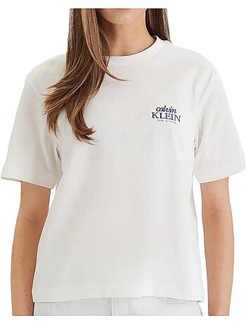 T-shirt clássica branca calvin klein jeans para mulher