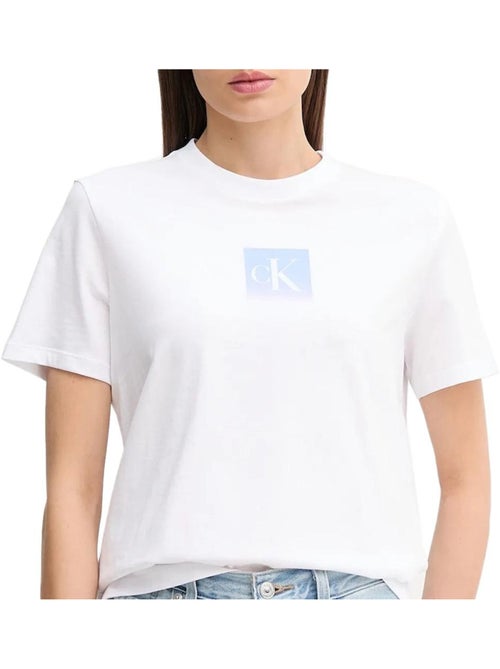 T-shirt clássica branca calvin klein jeans para mulher - Kiabi