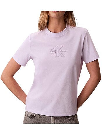 T-shirt clássica calvin klein jeans monologo violeta para mulher