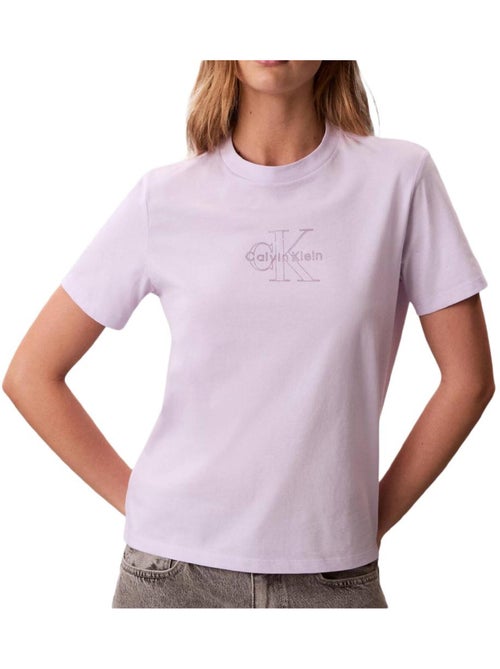 T-shirt clássica calvin klein jeans monologo violeta para mulher - Kiabi