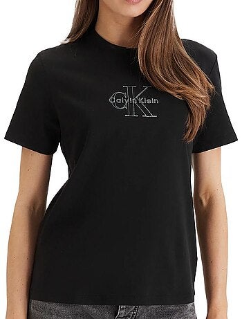 T-shirt clássica calvin klein jeans monologo violeta para mulher