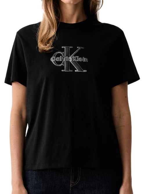 T-shirt clássica feminina calvin klein jeans preta - Kiabi