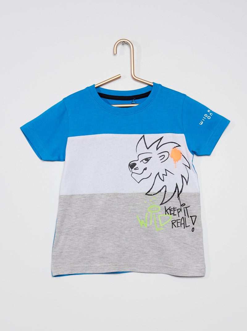 T-shirt color-block Azul - Kiabi