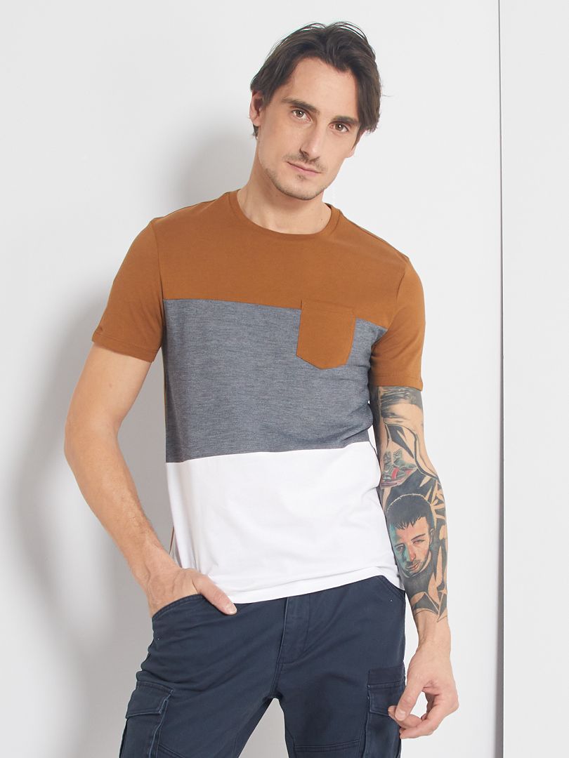 T-shirt color-block BEGE - Kiabi