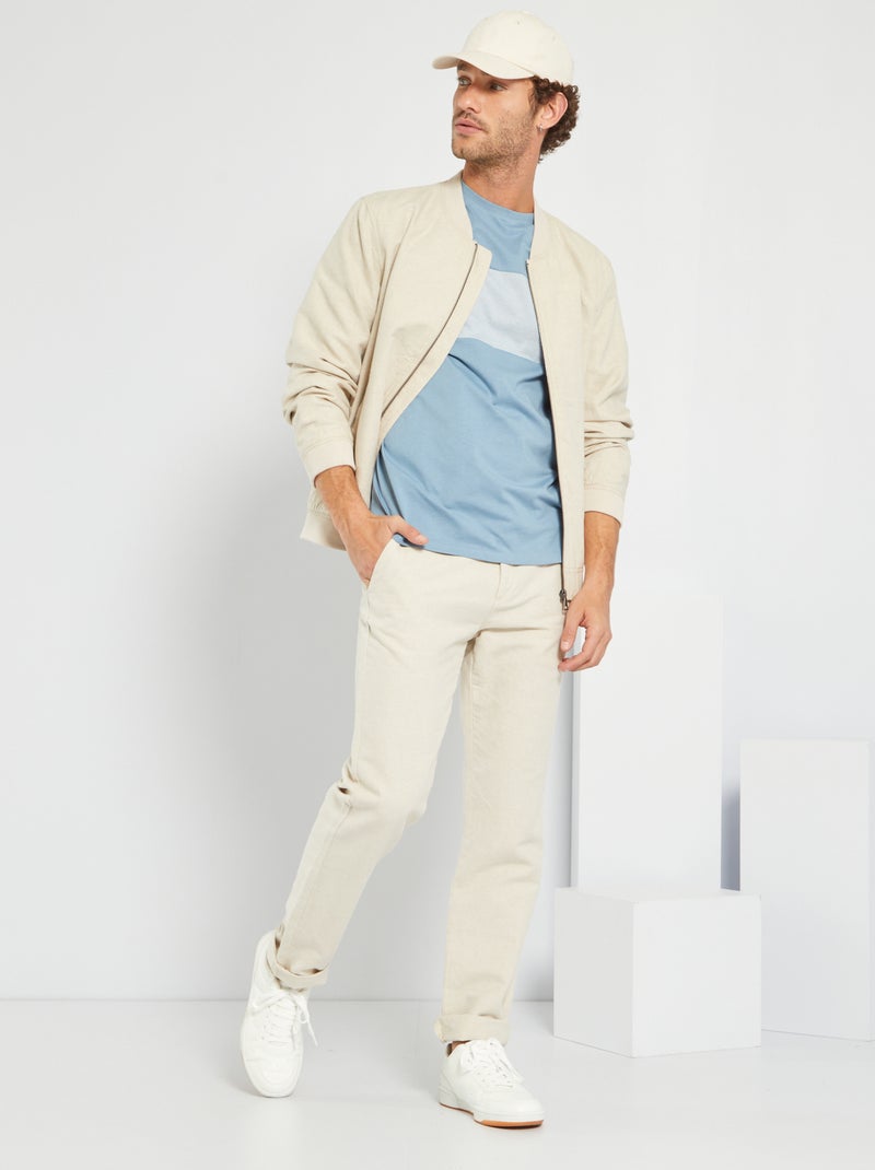 T-shirt color block com riscas frontais AZUL - Kiabi
