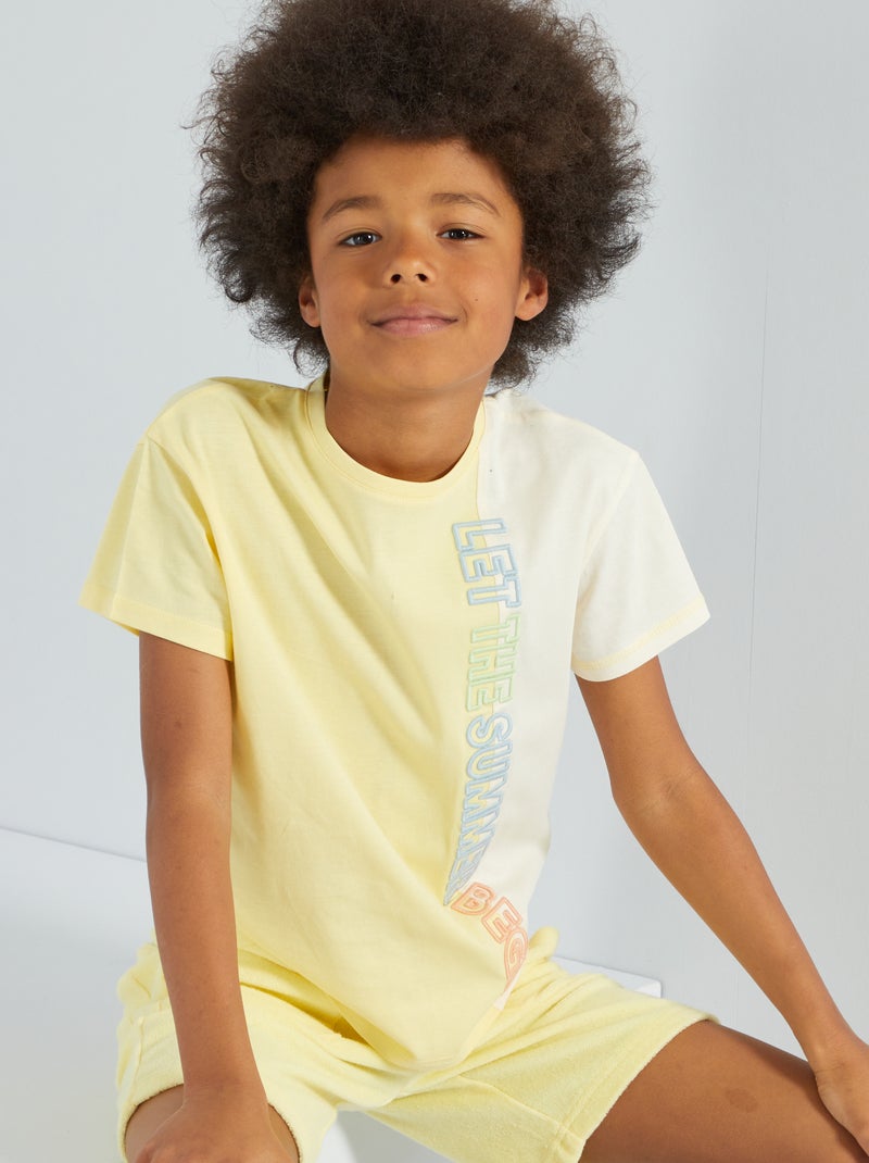 T-shirt color-block de gola redonda AMARELO - Kiabi