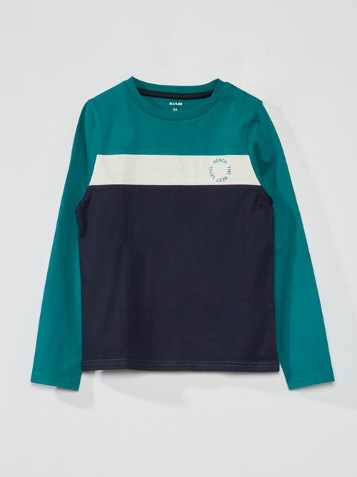 T-shirt color-block de manga comprida - Kiabi