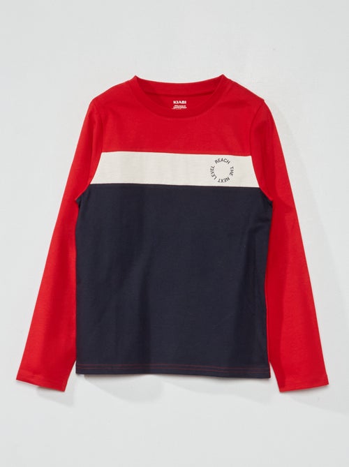 T-shirt color-block de manga comprida - Kiabi