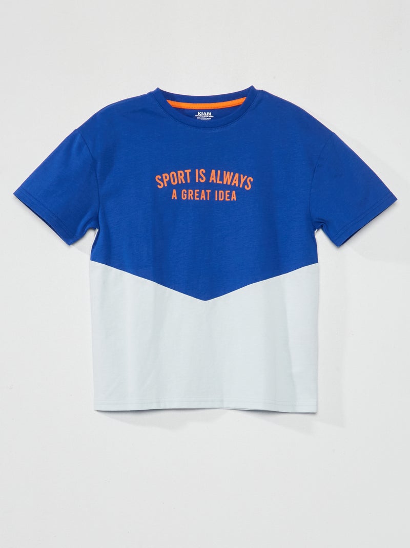 T-shirt color-block em jersey AZUL - Kiabi