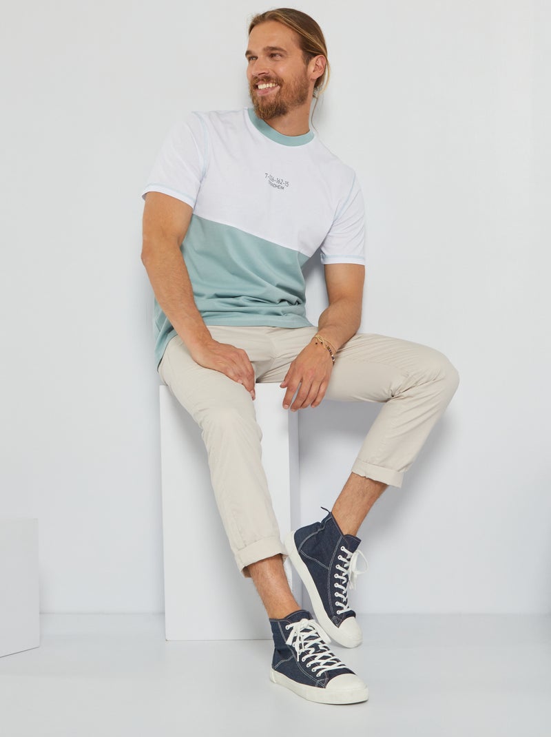 T-shirt color-block em jersey Azul - Kiabi