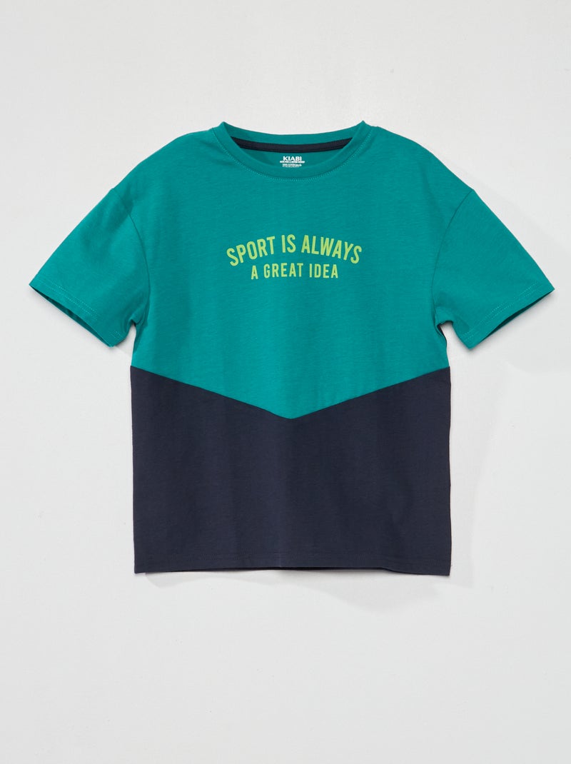 T-shirt color-block em jersey VERDE - Kiabi