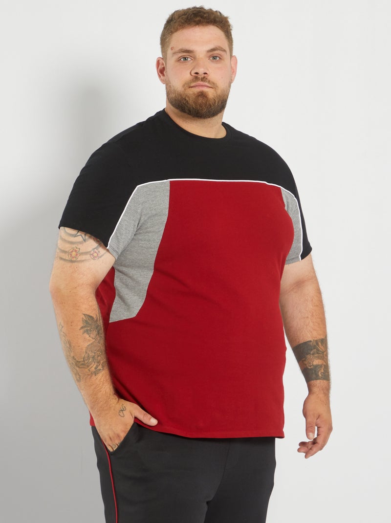 T-shirt color-block em piqué ROXO - Kiabi