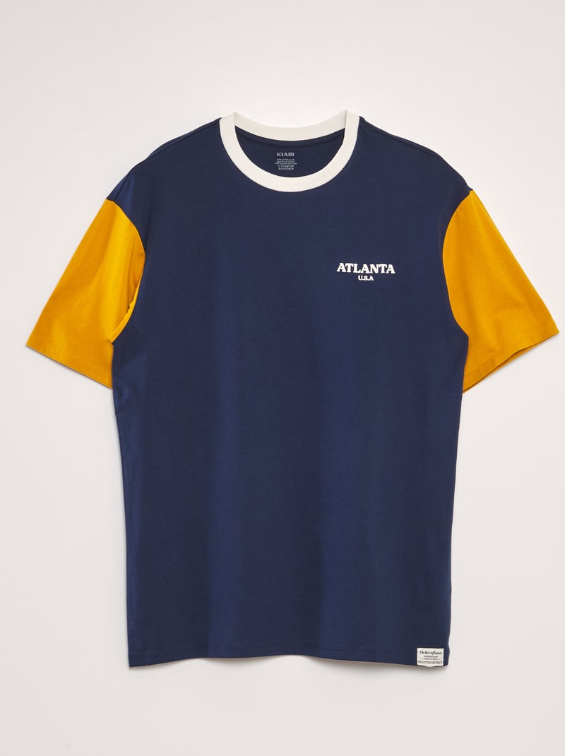 T-shirt color-block gola redonda AMARELO - Kiabi