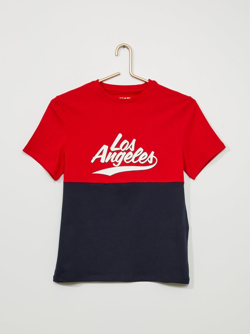 T-shirt 'color-block' VERMELHO - Kiabi