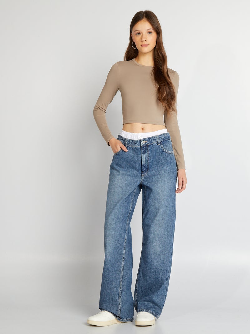 T-shirt com abertura atrás BEGE - Kiabi