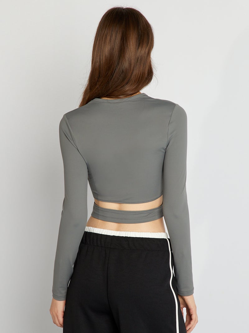 T-shirt com abertura atrás CINZA - Kiabi