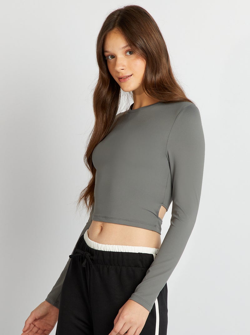 T-shirt com abertura atrás CINZA - Kiabi