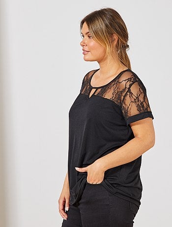 T-shirt com abertura na gola - Kiabi