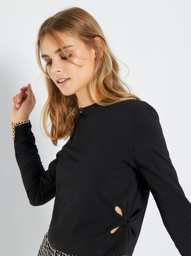 T-shirt com aberturas de fantasia Preto - Kiabi