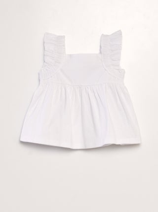 T-shirt com alças com folhos