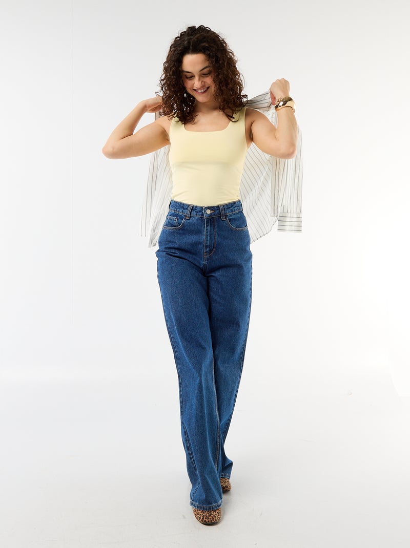 T-shirt com alças largas e gola quadrada Amarelo - Kiabi