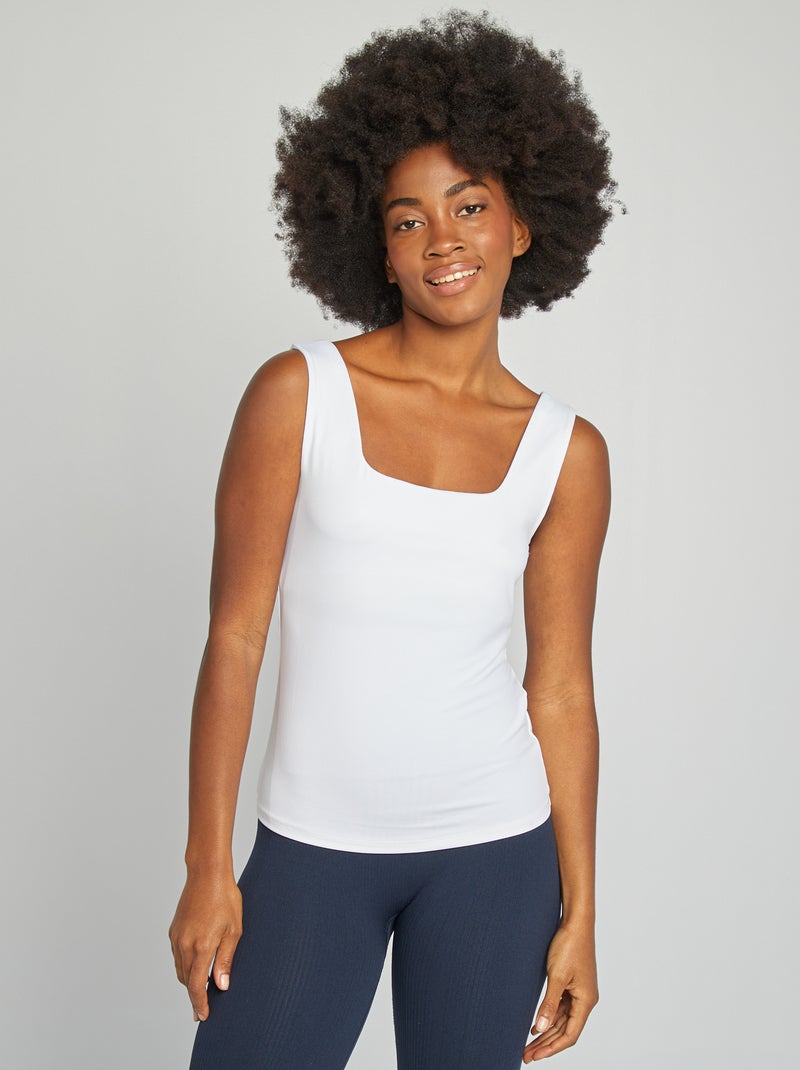 T-shirt com alças largas e gola quadrada Branco - Kiabi