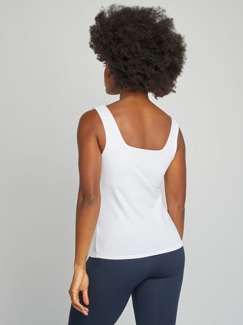 T-shirt com alças largas e gola quadrada Branco - Kiabi