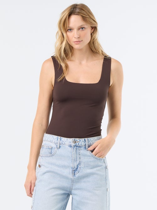 T-shirt com alças largas e gola quadrada - Kiabi