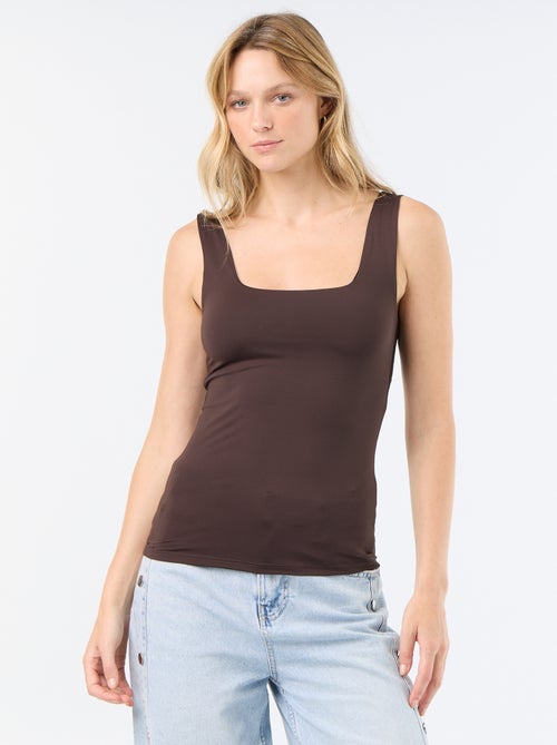 T-shirt com alças largas e gola quadrada - Kiabi