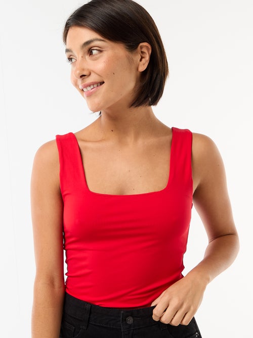 T-shirt com alças largas e gola quadrada - Kiabi