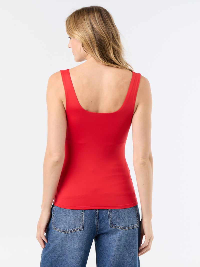 T-shirt com alças largas e gola quadrada Vermelho - Kiabi