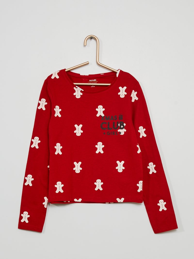T-shirt com bolsa espírito 'Natal' VERMELHO - Kiabi