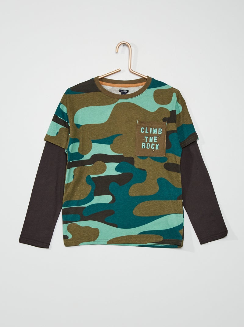 T-shirt com bolso AZUL - Kiabi