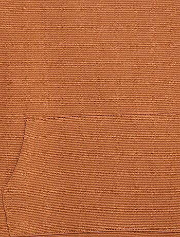 T-shirt com bolso canguru em malha Ottoman