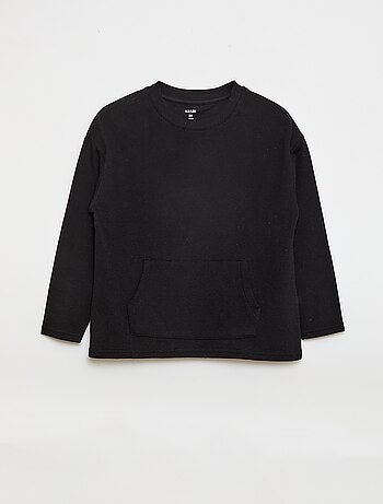 T-shirt com bolso canguru em malha Ottoman