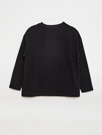 T-shirt com bolso canguru em malha Ottoman