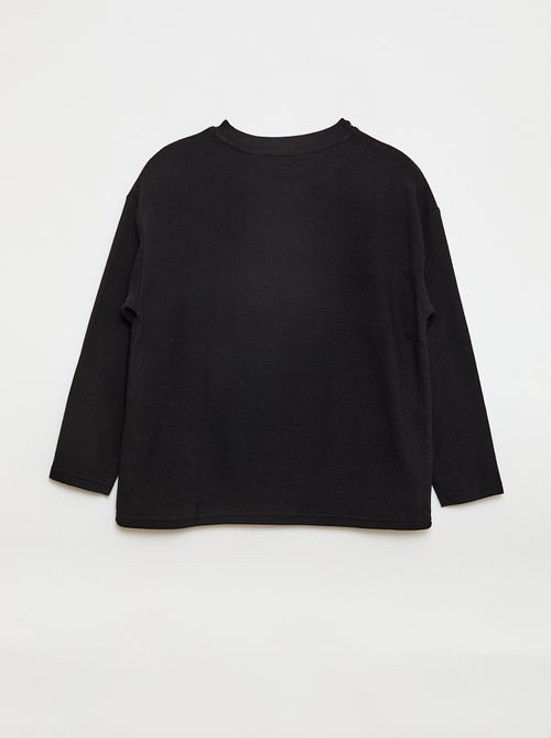 T-shirt com bolso canguru em malha Ottoman - Kiabi