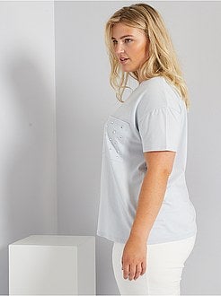 T-shirt com bolso com cabochão - Kiabi