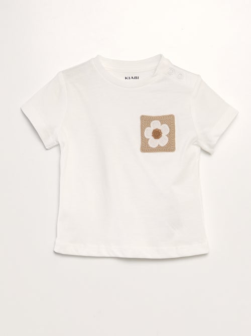 T-shirt com bolso em croché - Kiabi