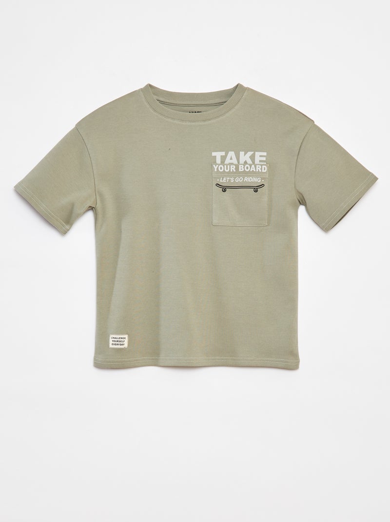T-shirt com bolso estampado VERDE - Kiabi