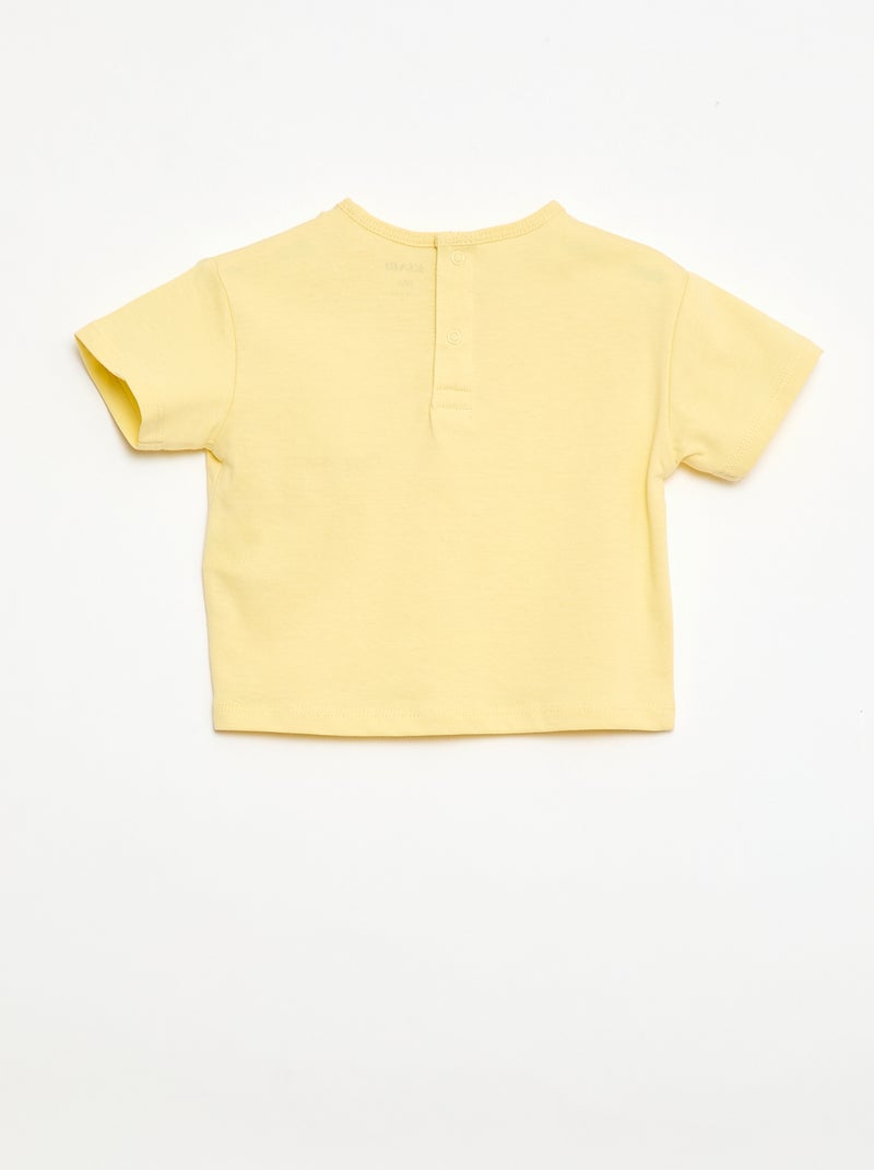 T-shirt com bolso fantasia e bordado Amarelo - Kiabi