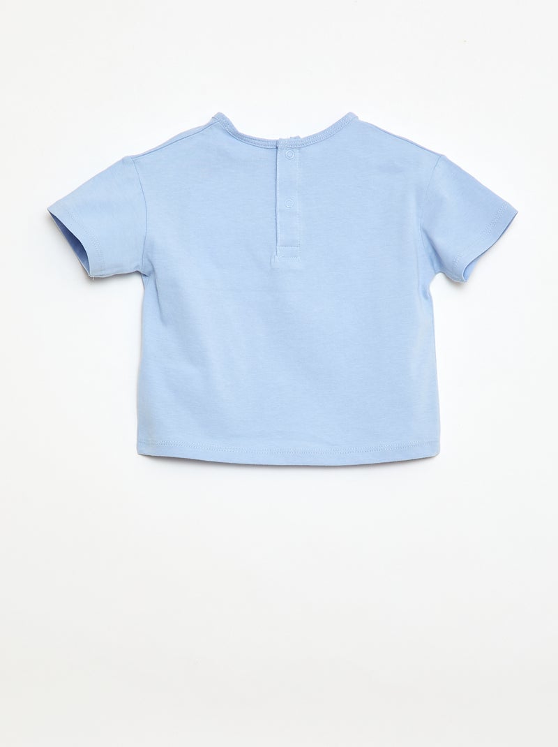 T-shirt com bolso fantasia e bordado Azul - Kiabi