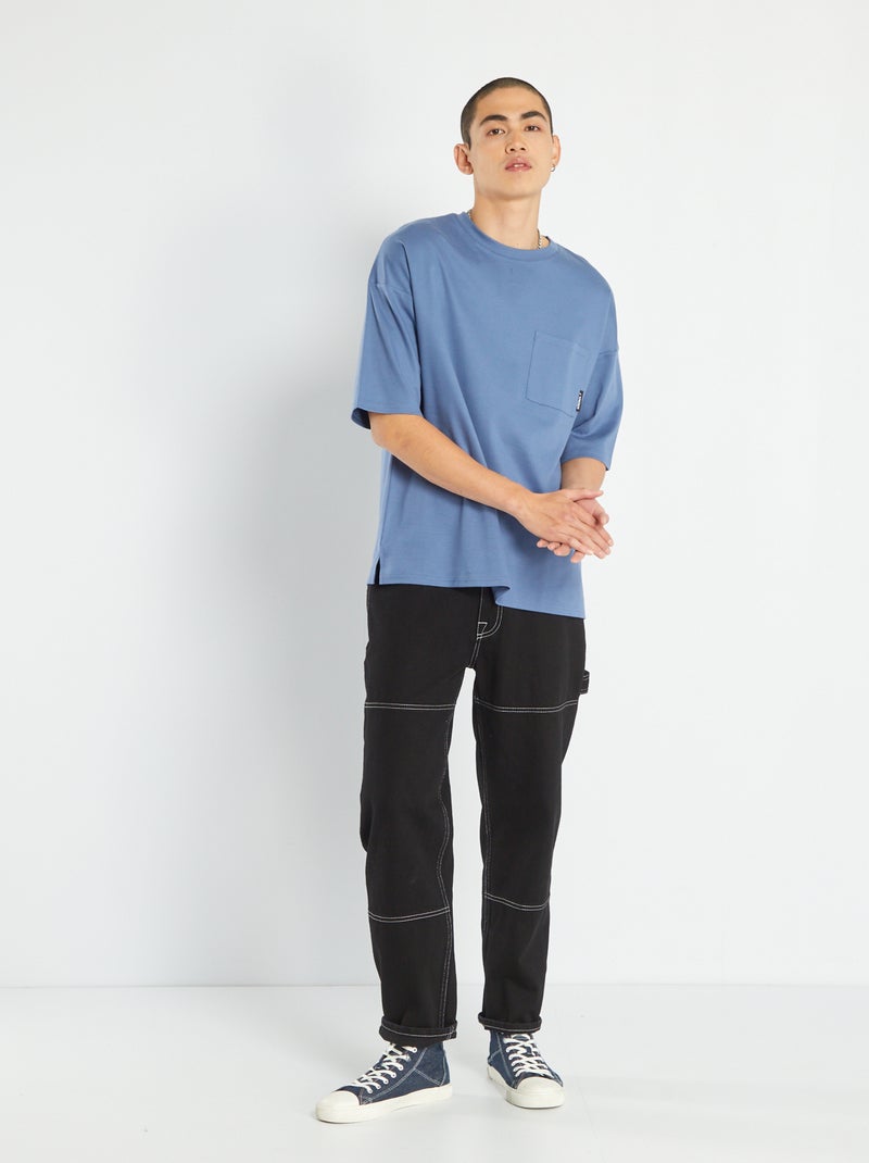 T-shirt com bolso frontal AZUL - Kiabi