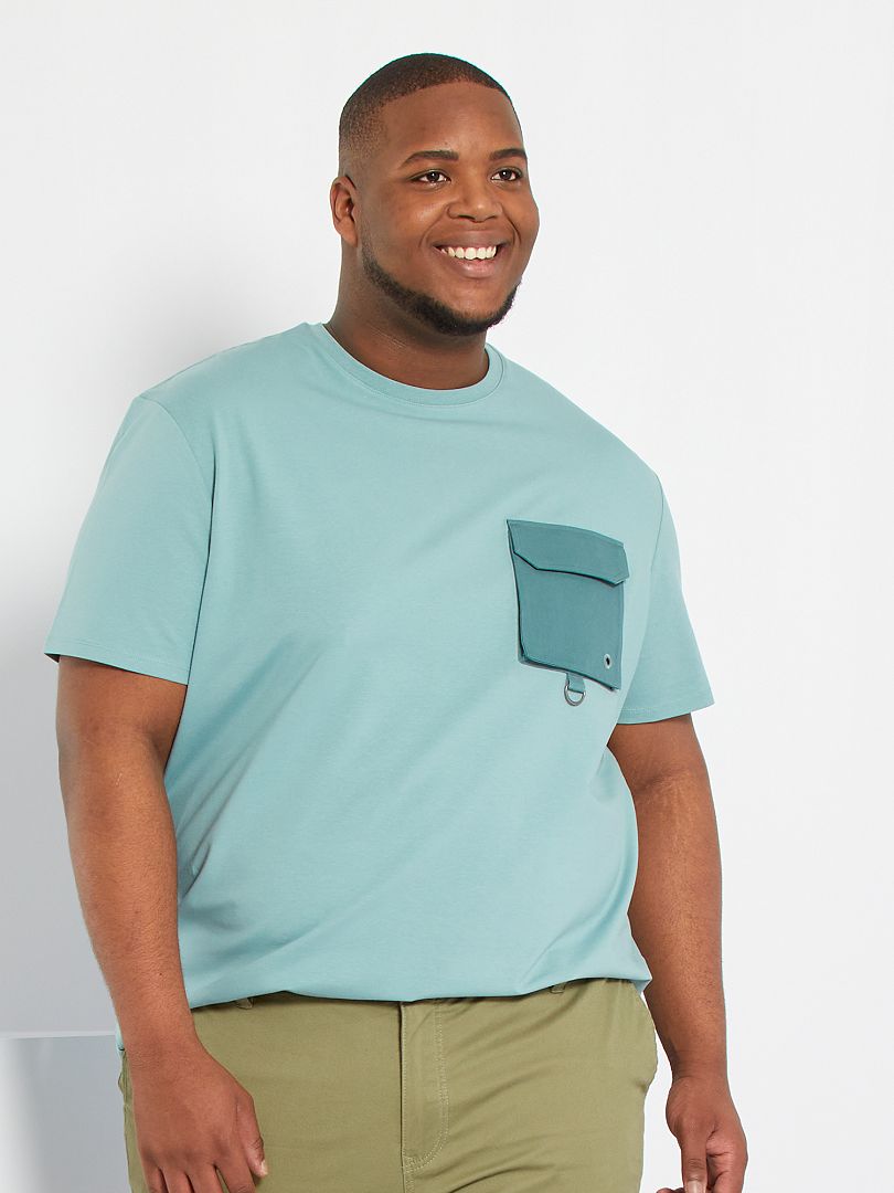 T-shirt com bolso frontal Azul - Kiabi