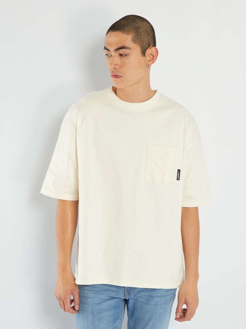 T-shirt com bolso frontal BRANCO - Kiabi