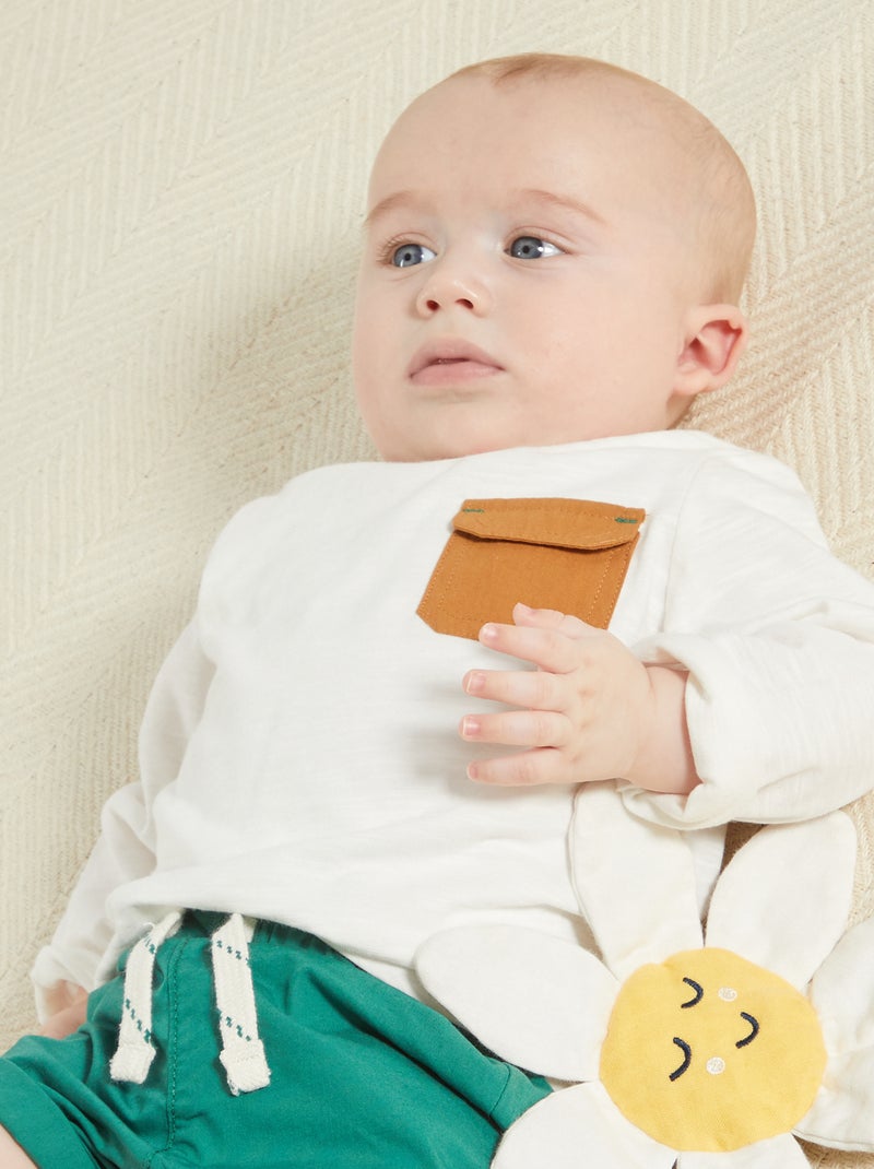 T-shirt com bolso frontal Branco - Kiabi