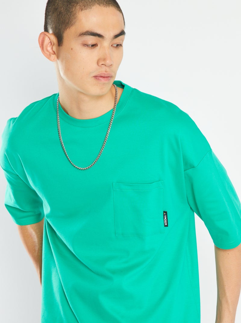 T-shirt com bolso frontal VERDE - Kiabi